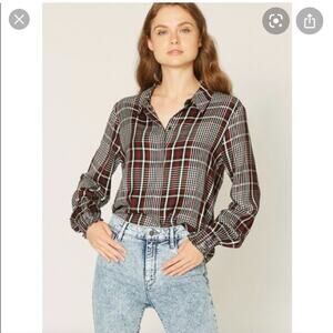 NWT Sanctuary Riverside Plaid Smocked Shirt